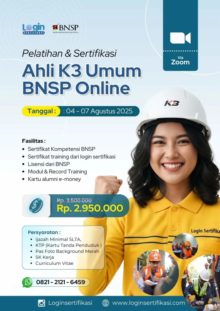 sertifikasi bnsp ahli k3 umum online