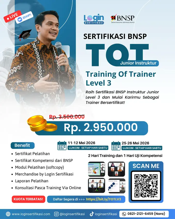 Sertifikasi BNSP TOT Level 3 Mei 2026